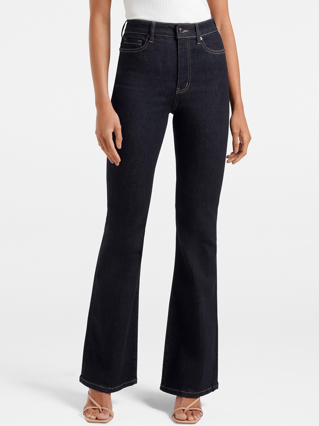 

Forever New Women Black Flared High-Rise Jeans