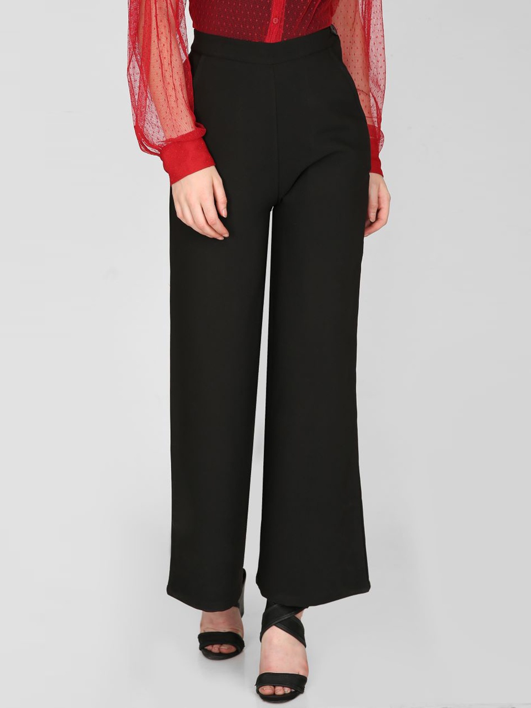 

I Love She Women Black Relaxed High-Rise Trousers