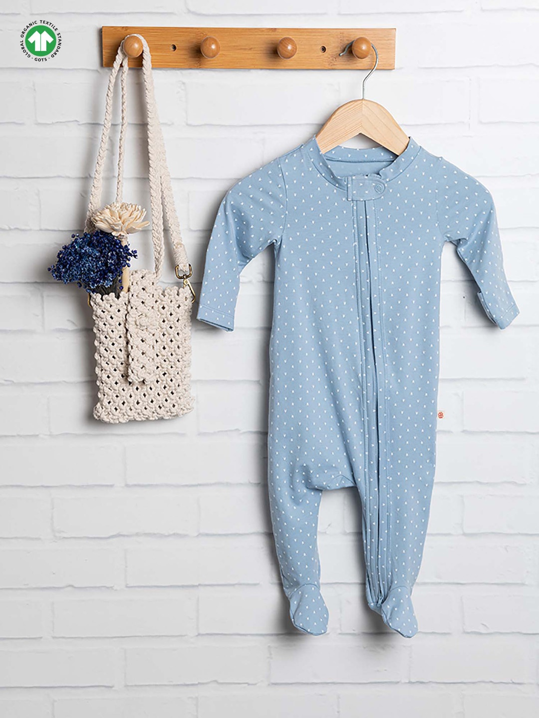 

GREENDIGO Kids Blue Printed Organic Cotton Rompers
