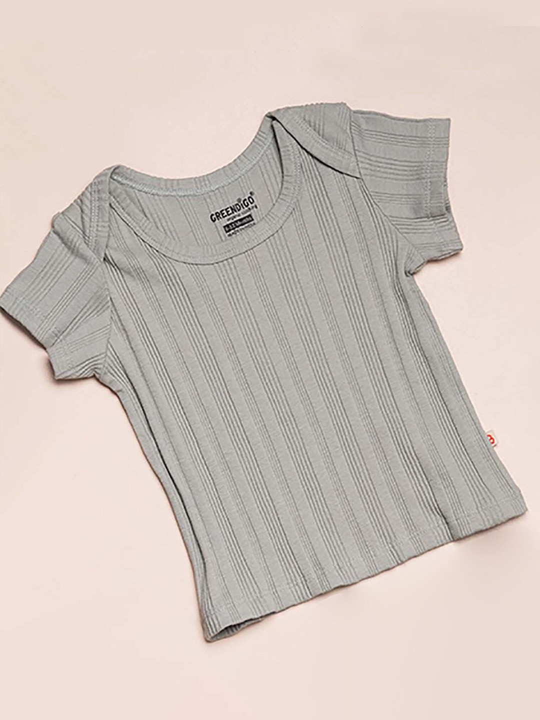 

GREENDIGO Kids Grey Checked Drop-Shoulder Sleeves Organic Cotton T-shirt