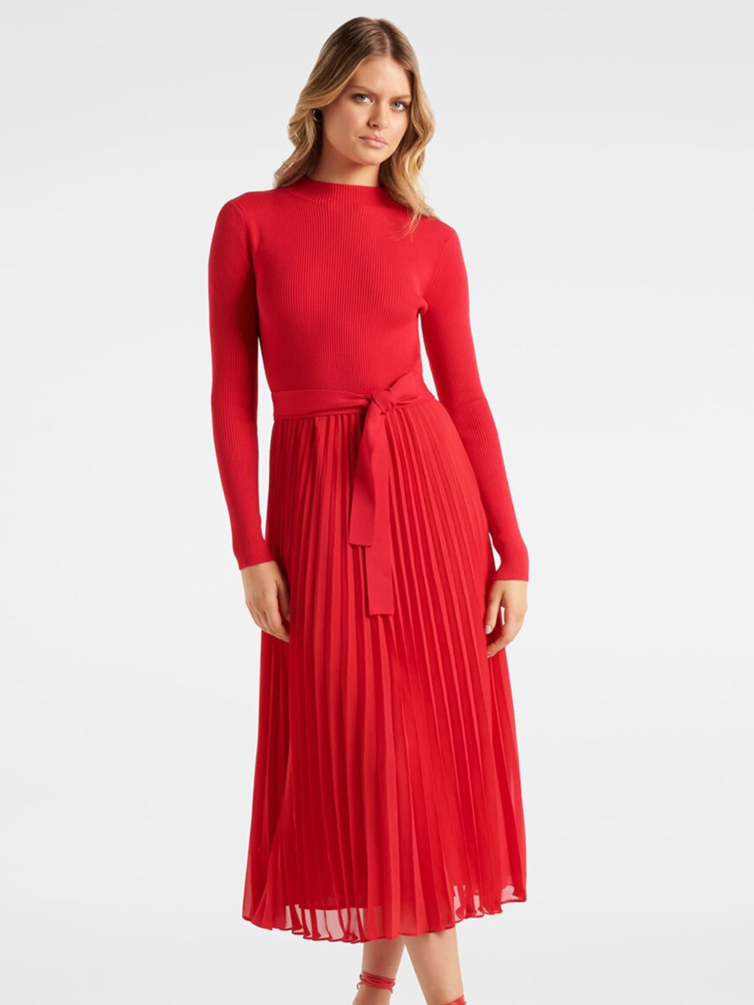 

Forever New Women Red Solid Midi Dress