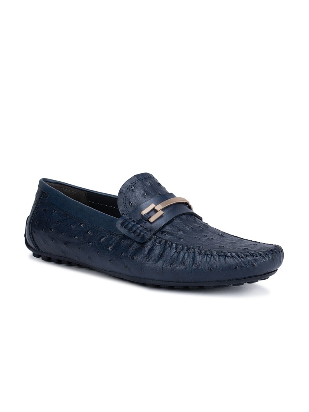 

ROSSO BRUNELLO Men Blue Textured Leather Formal Loafers