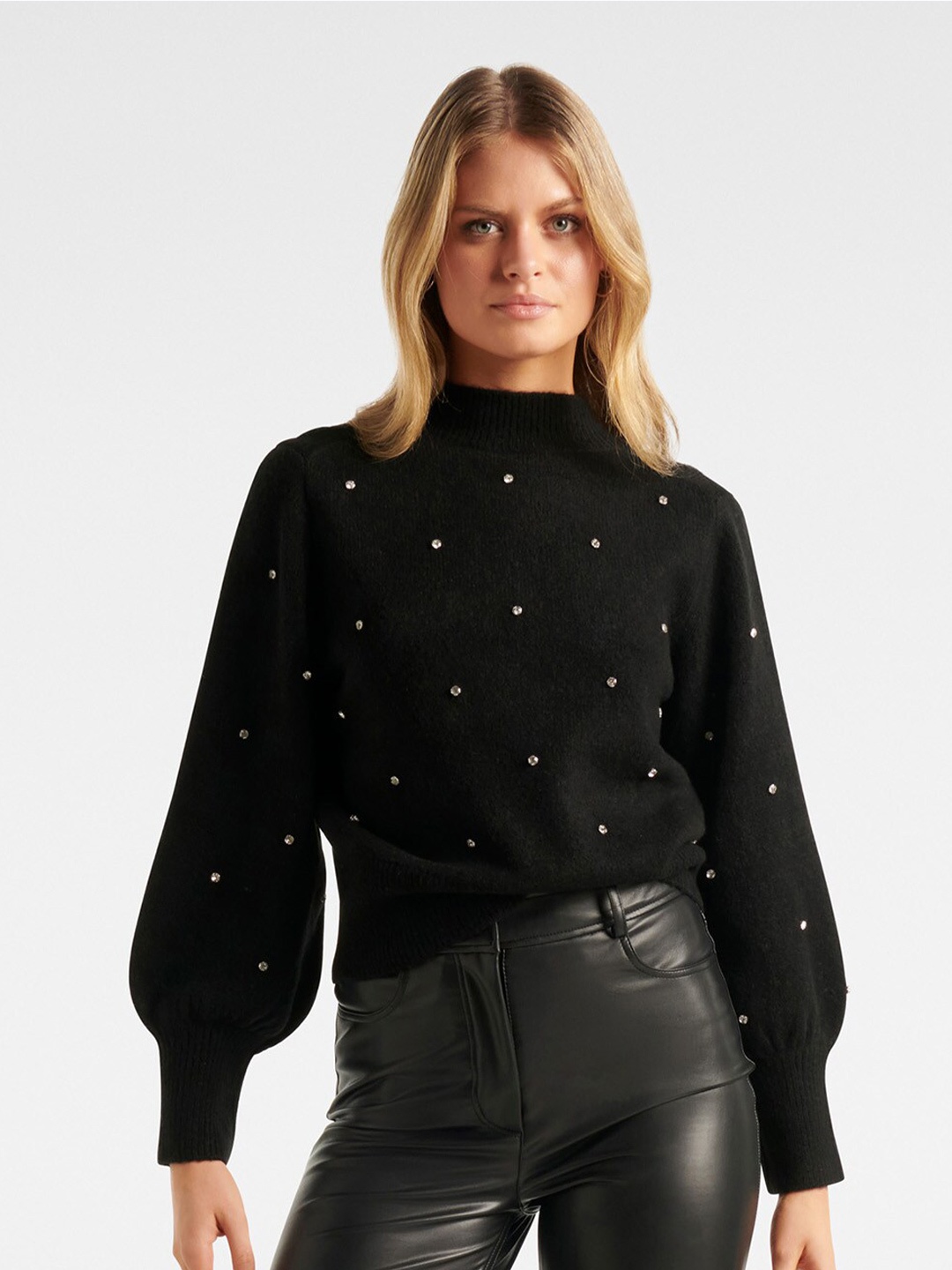 

Forever New Women Black Acrylic Pullover Sweater