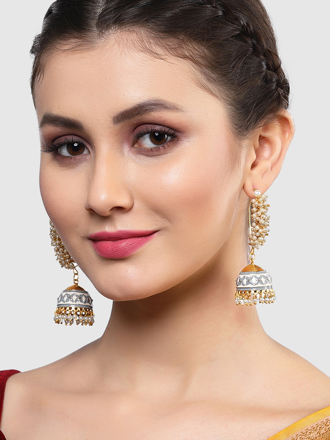 

KARATCART Grey Gold Plated Jhumkas Earrings