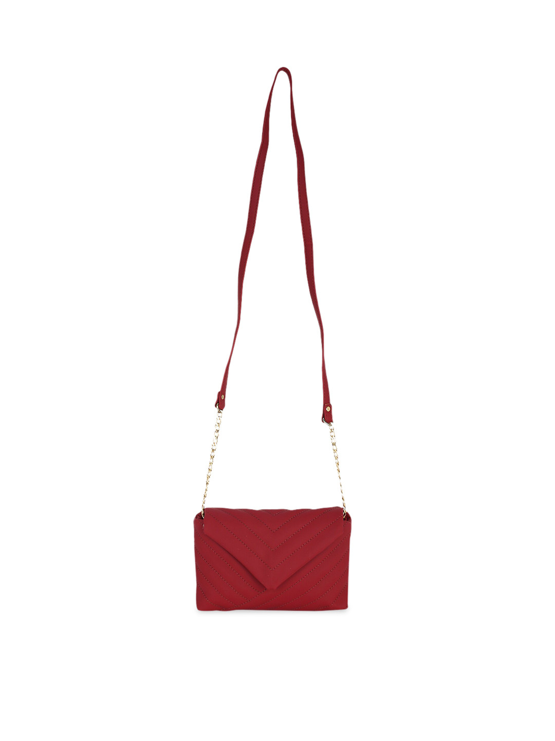 

max Women Red Textured Structured Sling Bag with Quilted
