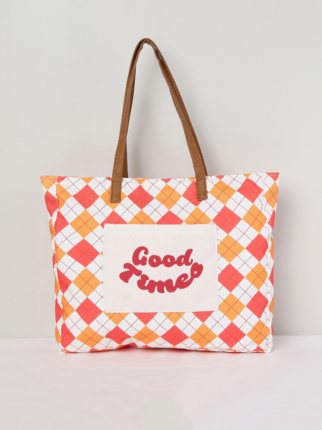 

max White Geometric Printed Shopper Shoulder Bag