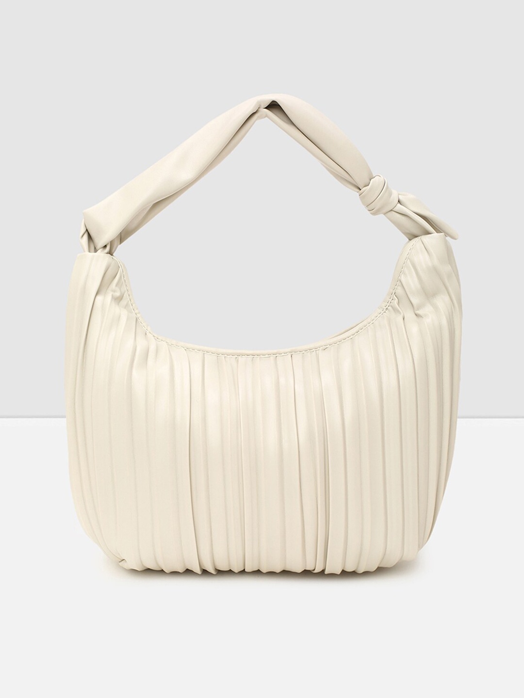 

max Women Off White Solid Half Moon Hobo Bag