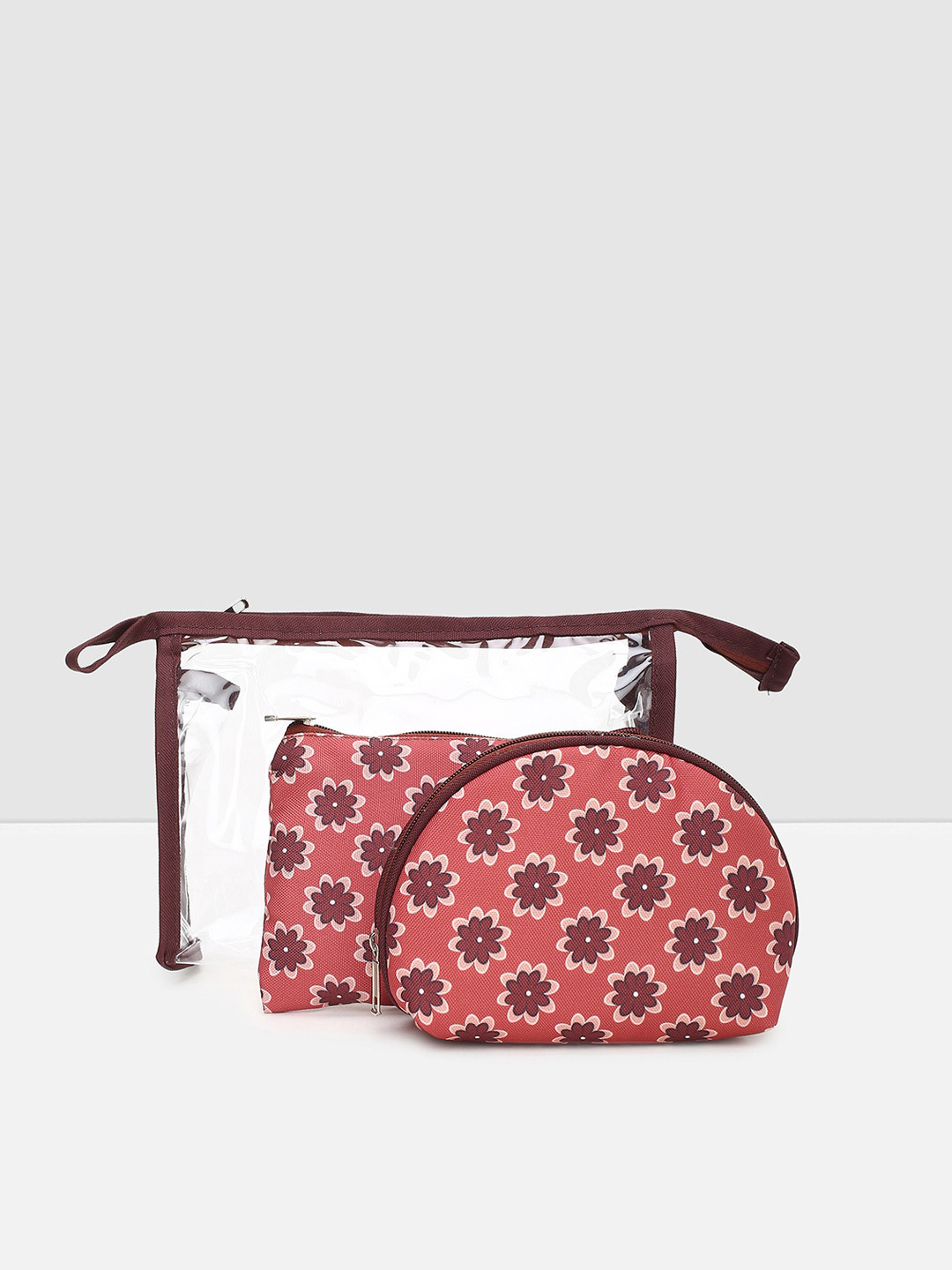 

max Set Of 3 Red Floral Printed Pouch