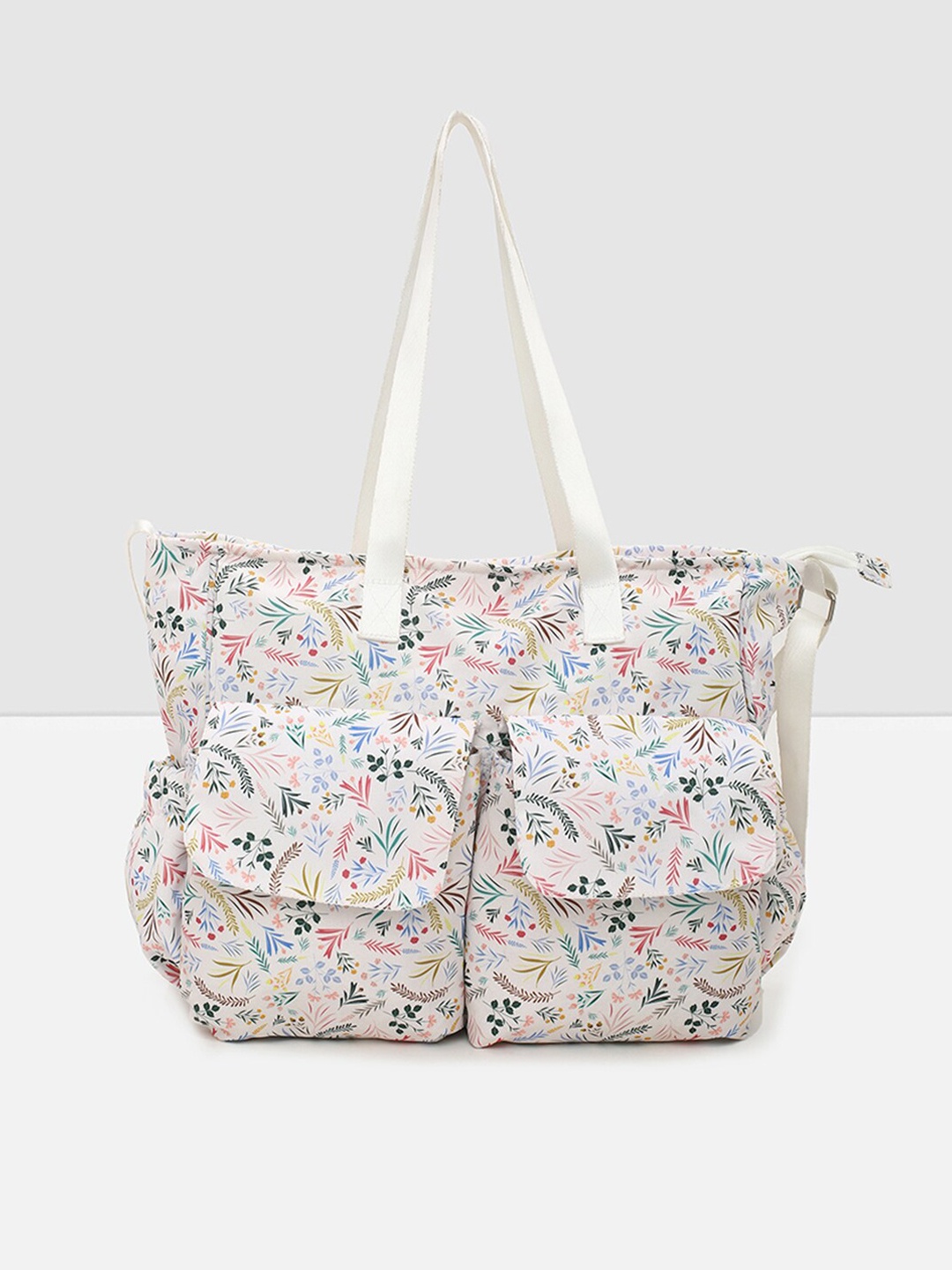 

max Off White Floral Printed Oversized Shopper Tote HandBag