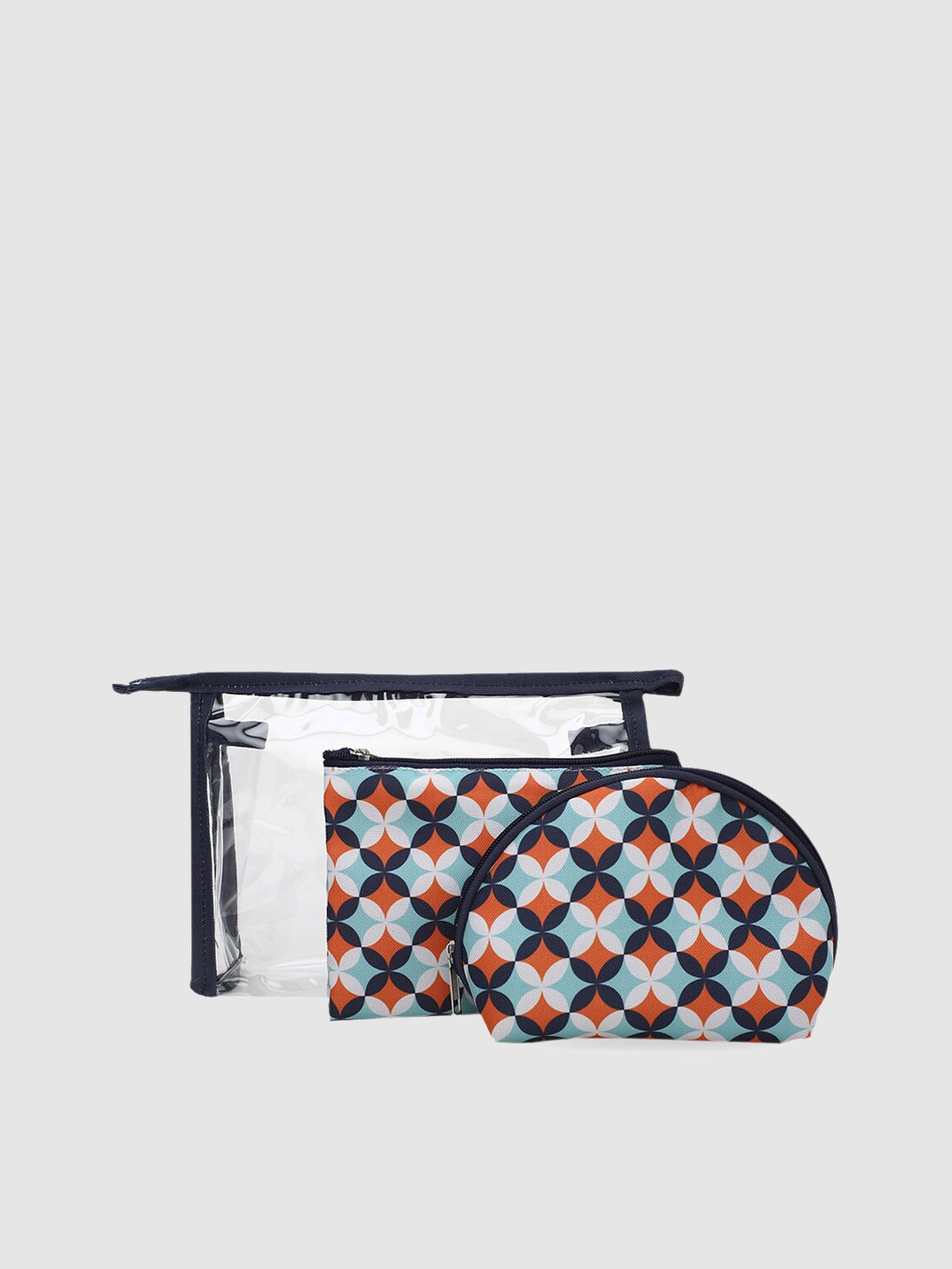 max Set of 3 Blue & Black Printed Pouch