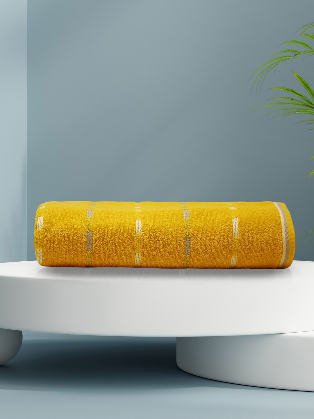 

MYTRIDENT Yellow Solid 500 GSM Soft Cotton Bath Towel