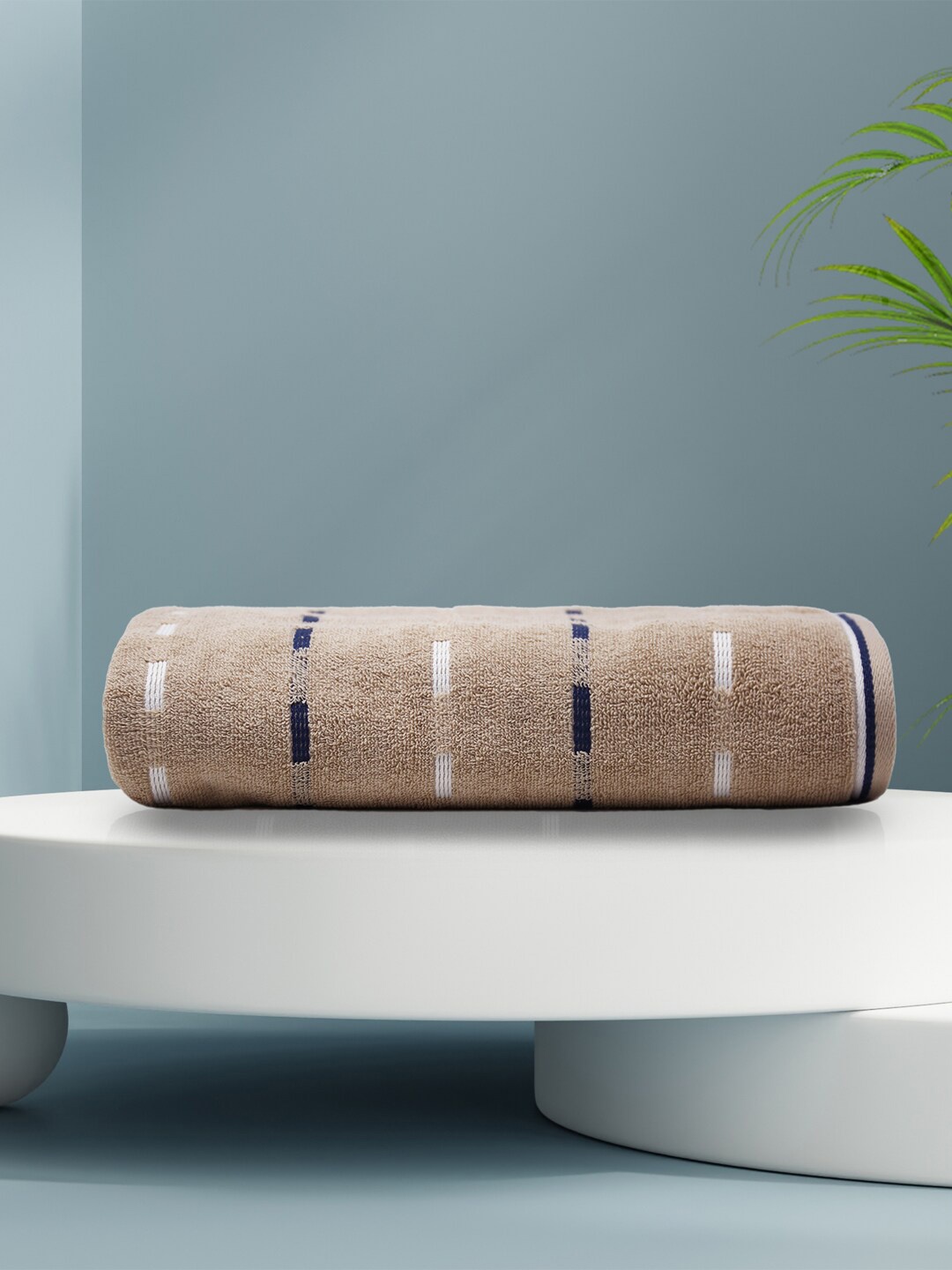 

MYTRIDENT Brown Striped Cotton 500 GSM Soft Bath Towel