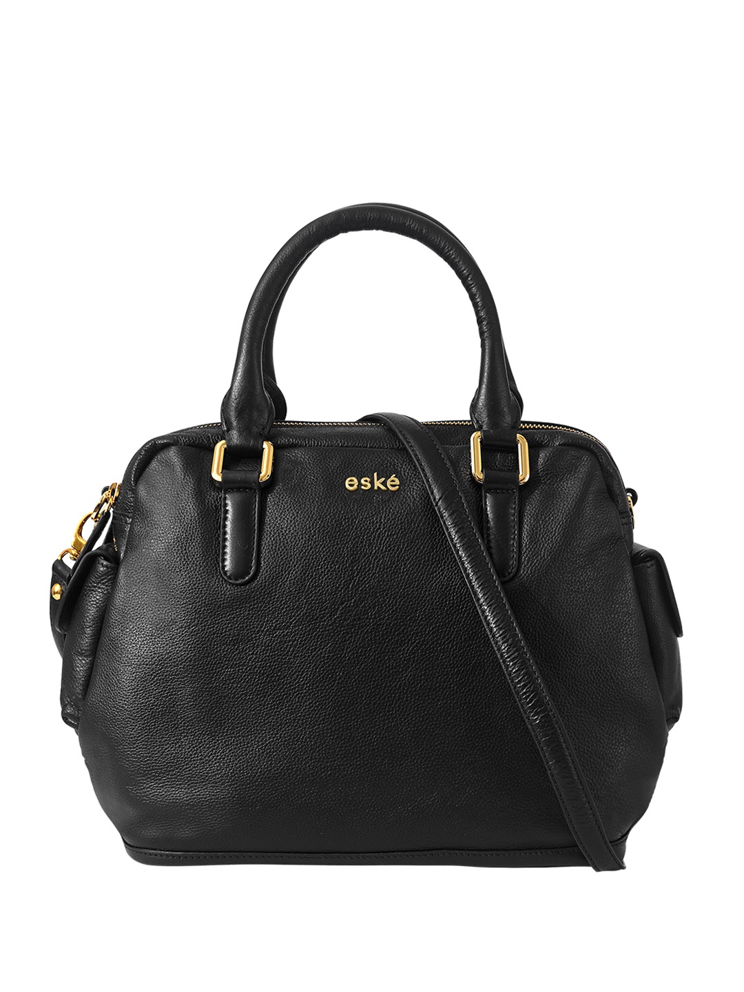 

Eske Black Leather Structured Handheld Bag