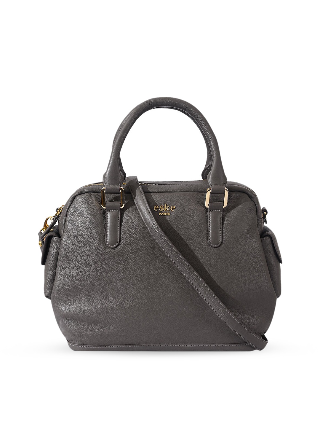 

Eske Grey Leather Structured Handheld Bag