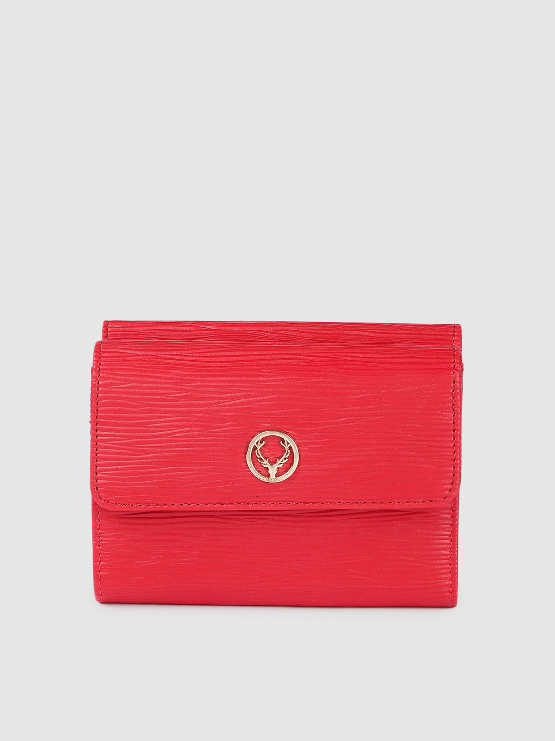 

Allen Solly Women Red Textured Three Fold Wallet