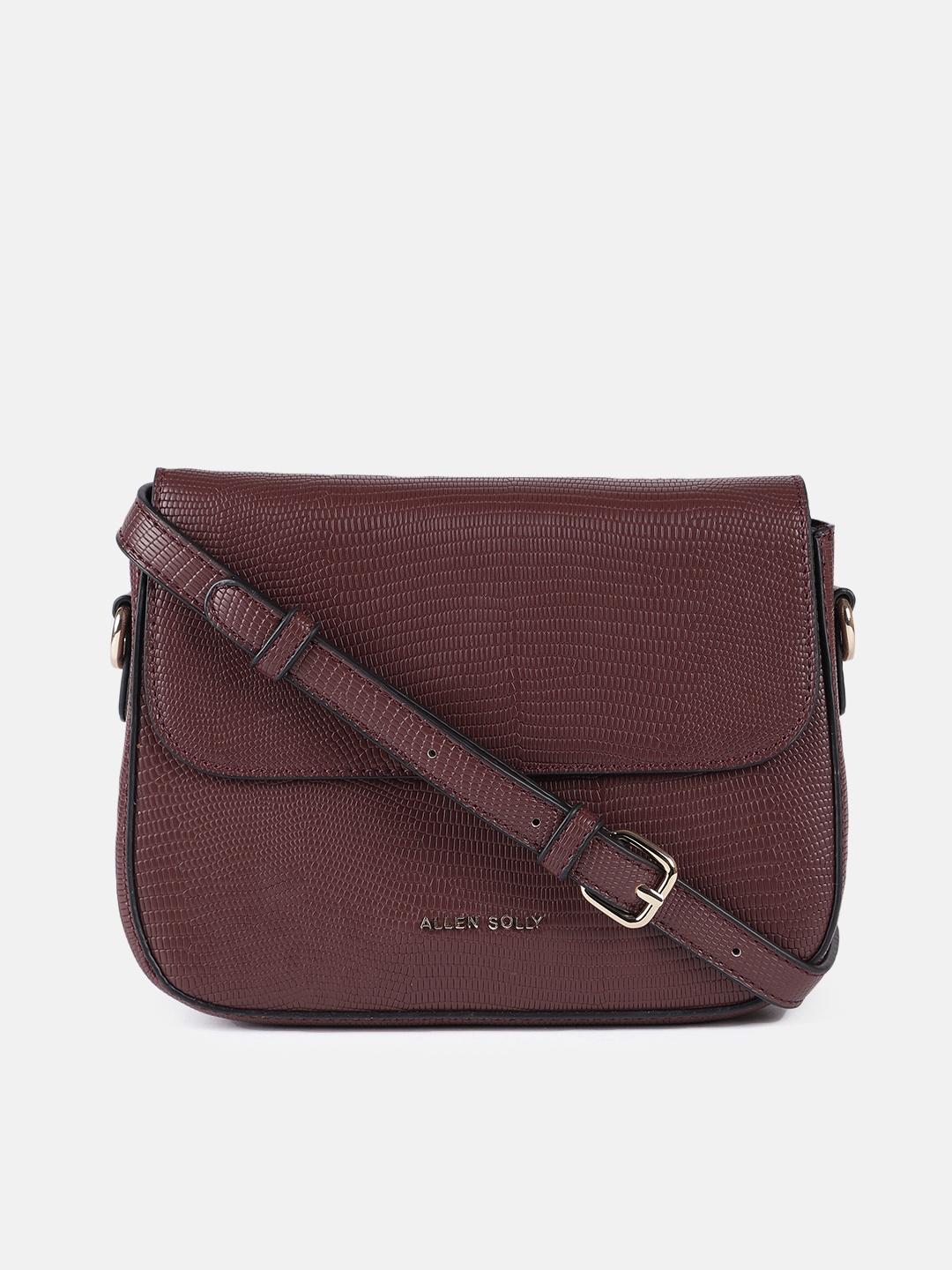 

Allen Solly Burgundy Animal Textured Structured Sling Bag