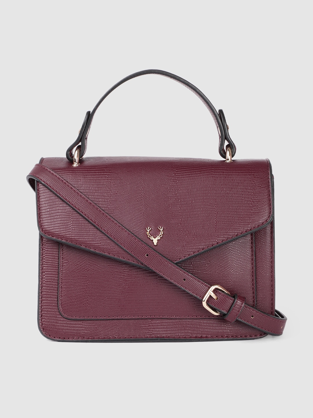 

Allen Solly Women Burgundy Textured Structured Satchel