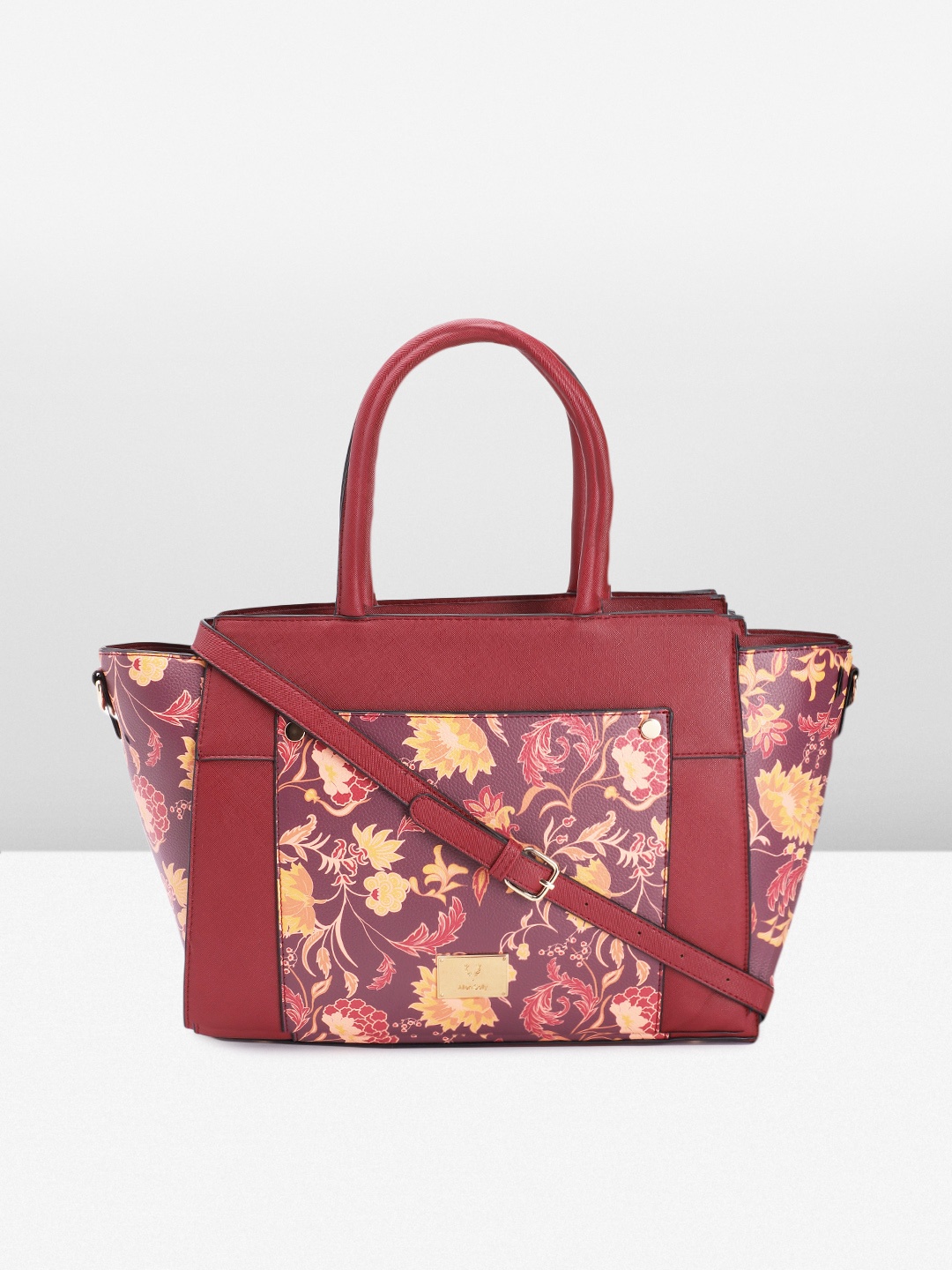 

Allen Solly Floral Printed Structured Shoulder Bag, Burgundy