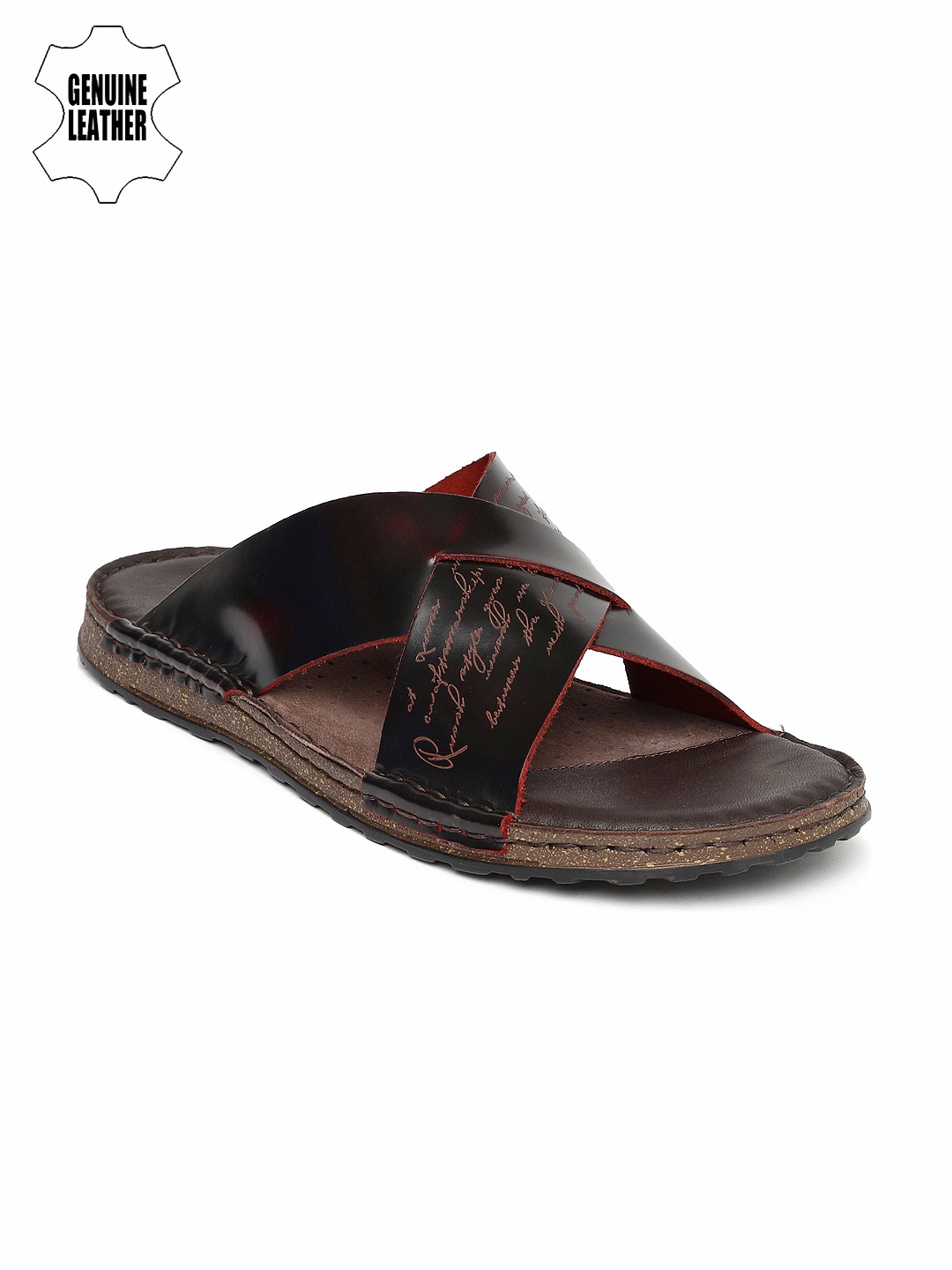 

Ruosh Smart Casual Men Burgundy Genuine Leather Sandals