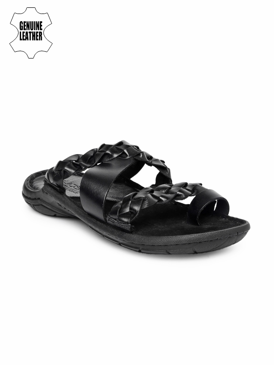

Ruosh Smart Casual Men Black Genuine Leather Sandals
