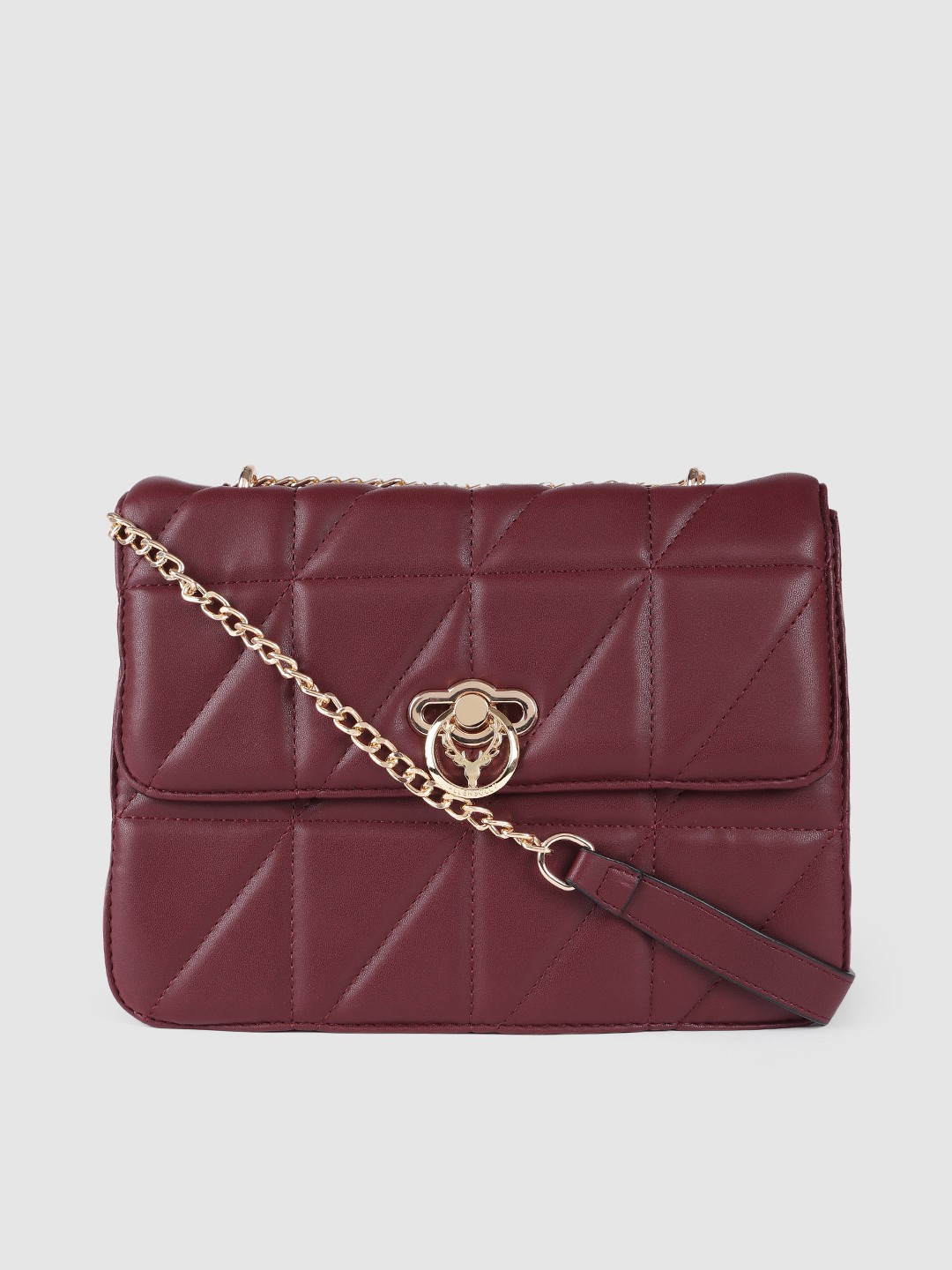 

Allen Solly Burgundy Quilted Structured Sling Bag
