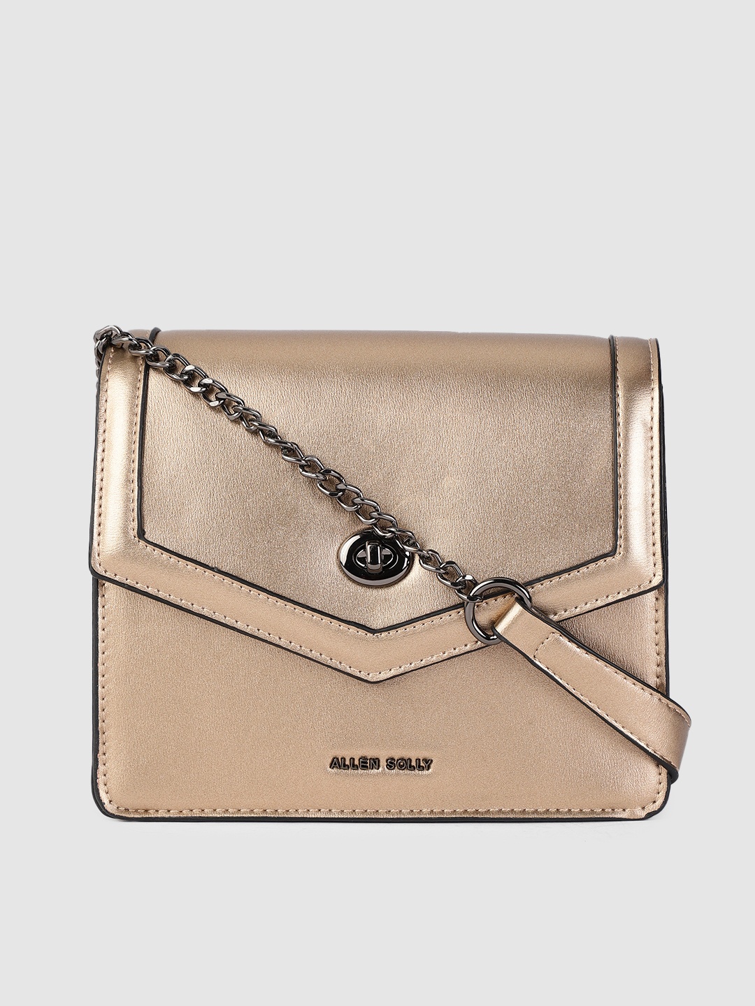 

Allen Solly Champagne Solid Structured Sling Bag