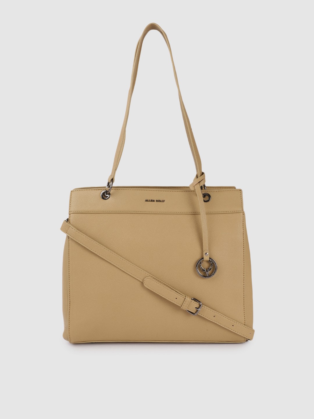 

Allen Solly Beige Solid Structured Shoulder Bag