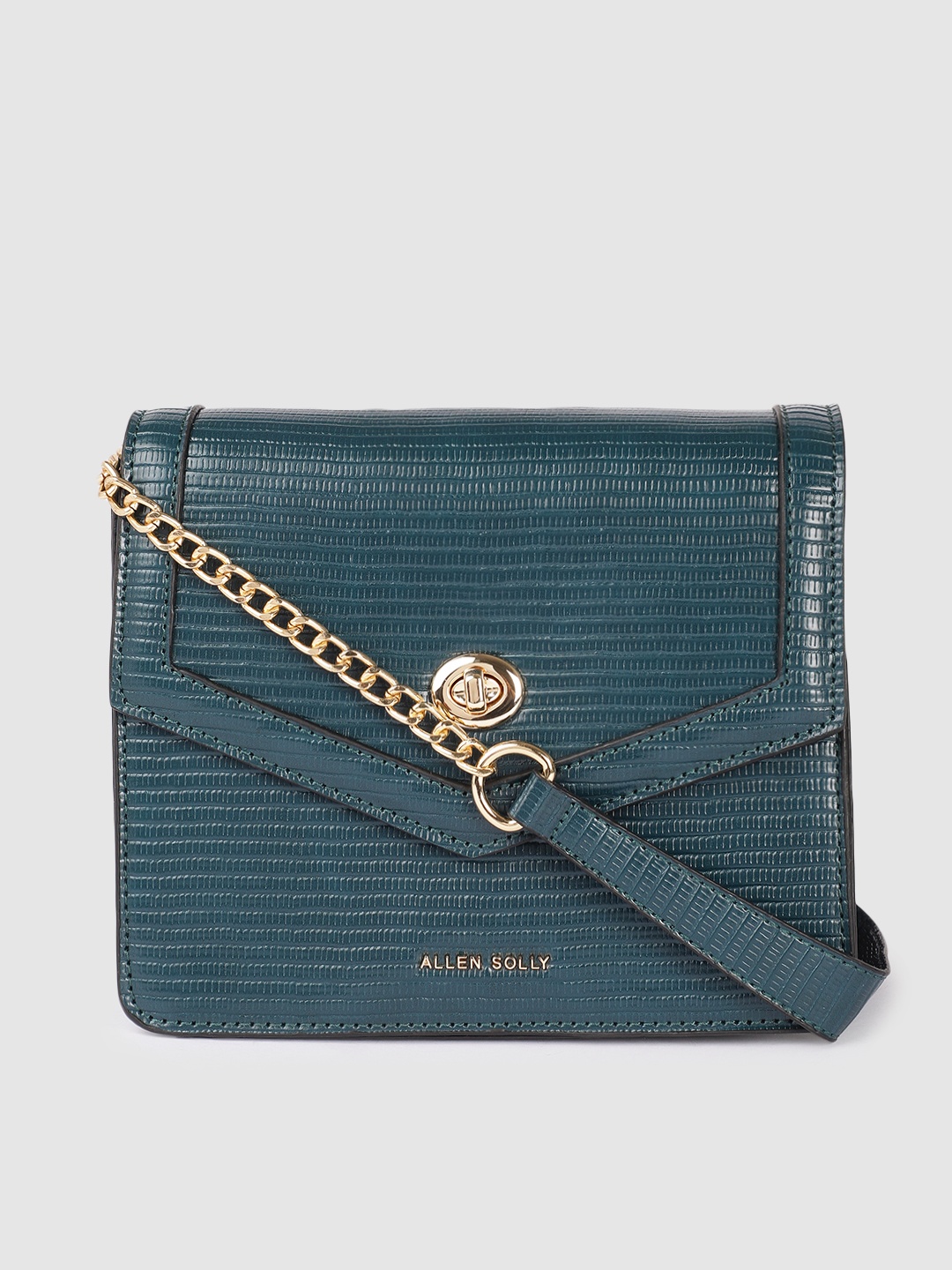 

Allen Solly Teal Green Textured Sling Bag