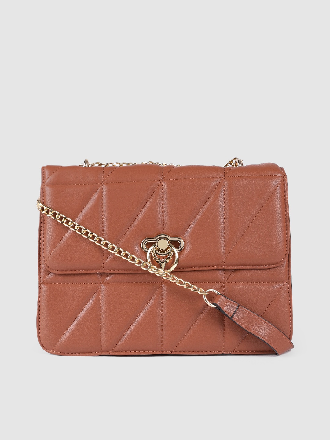 

Allen Solly Brown Quilted Structured Sling Bag