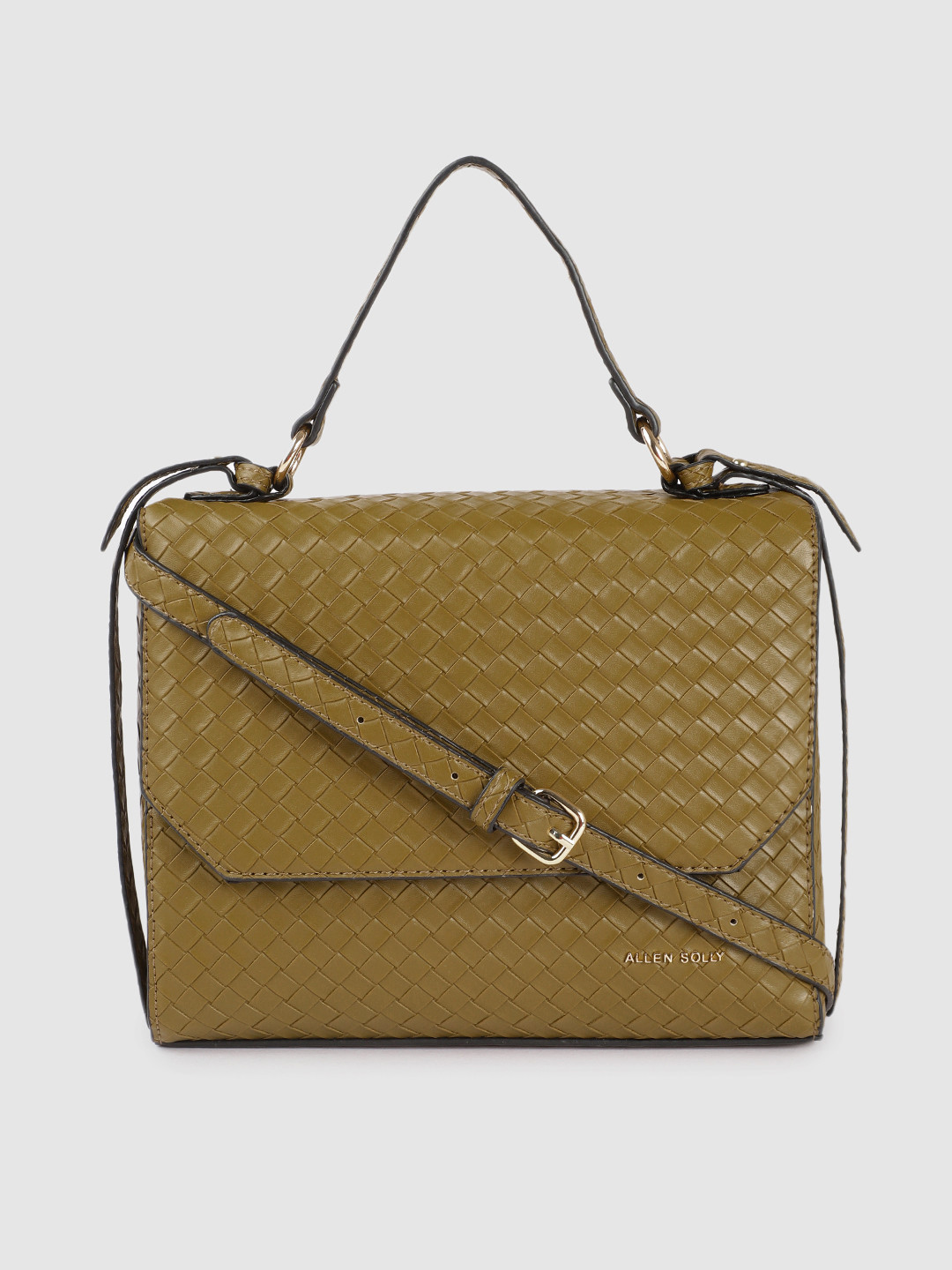 

Allen Solly Olive Green Woven Design Structured Satchel