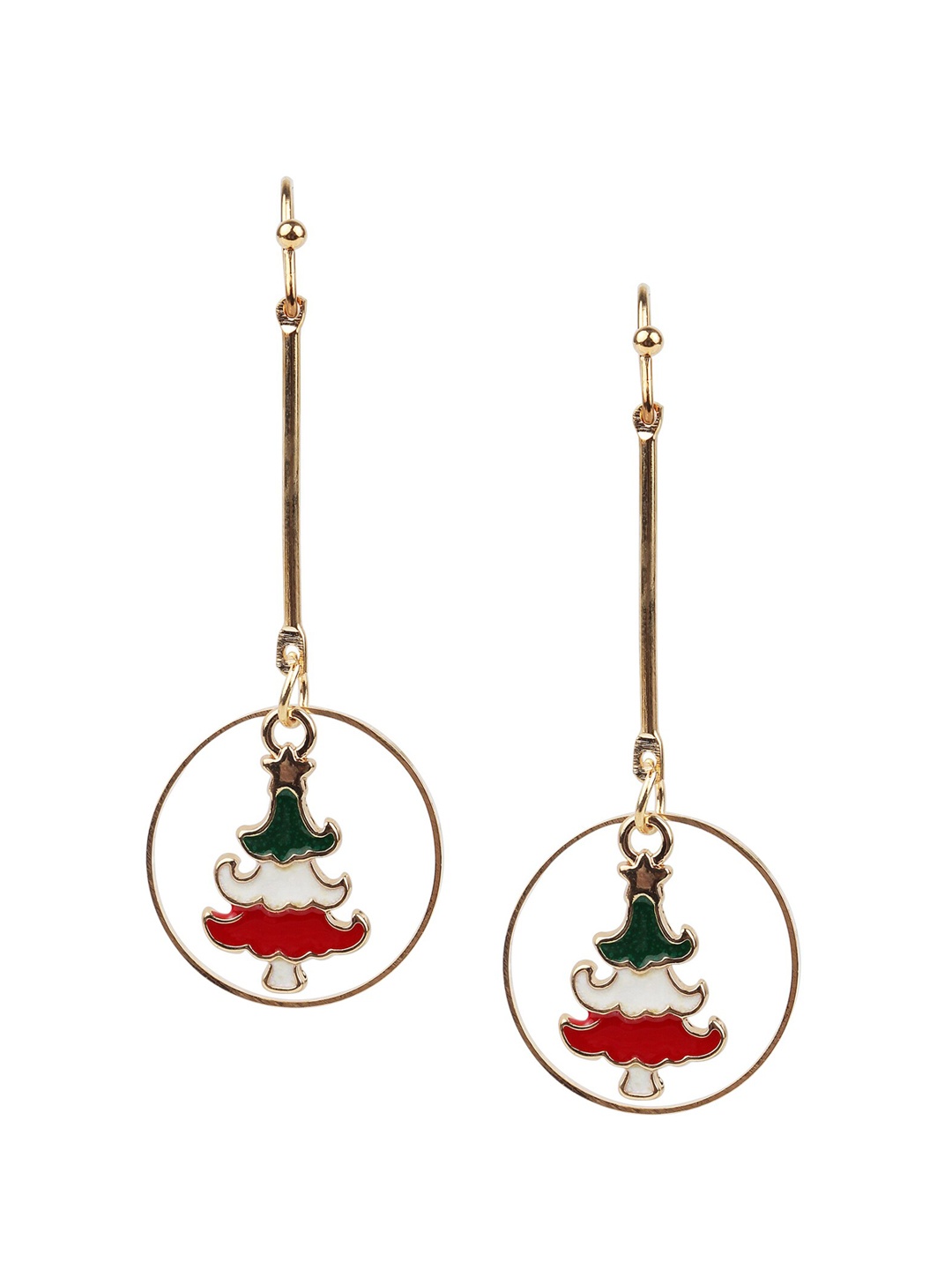 

Arendelle Gold-Plated & Red Christmas Circular Drop Earrings