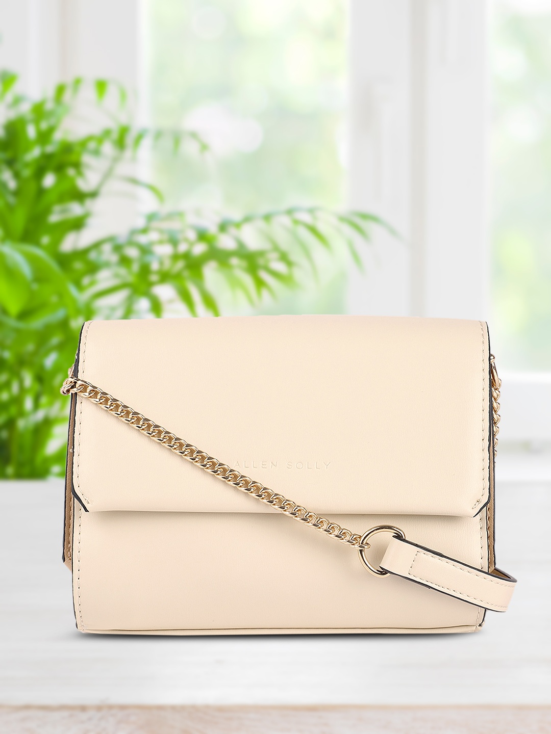 

Allen Solly Women Nude-Coloured Solid Structured Sling Bag