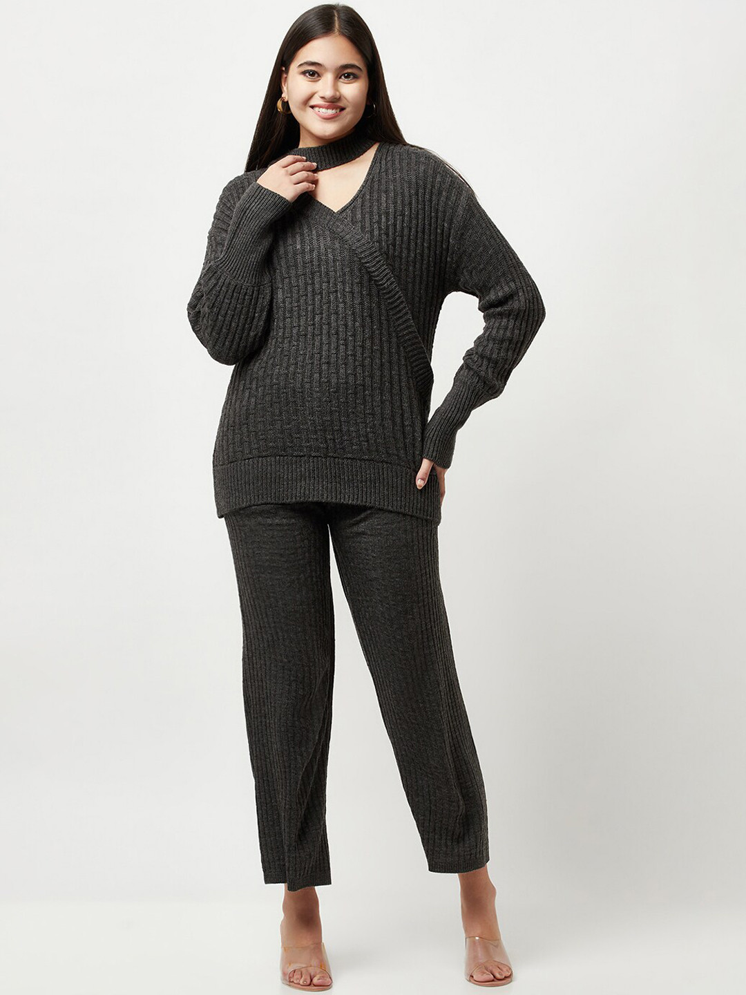 

Knitstudio Women Grey Knitted Co-Ords Set