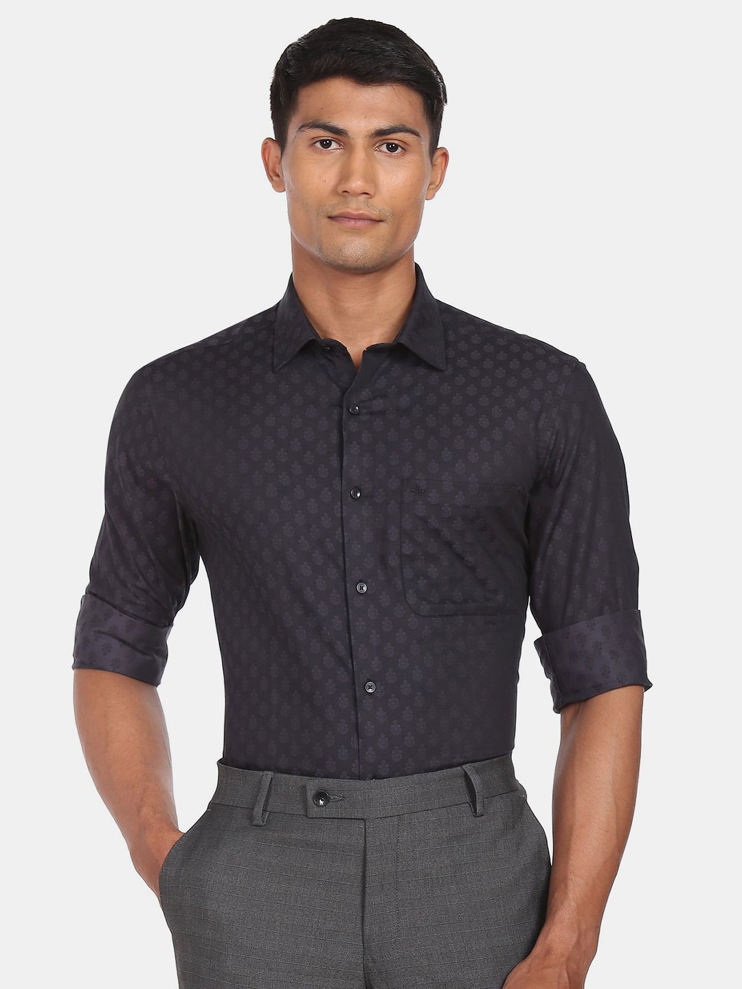 

Arrow Men Black Cotton Formal Shirt