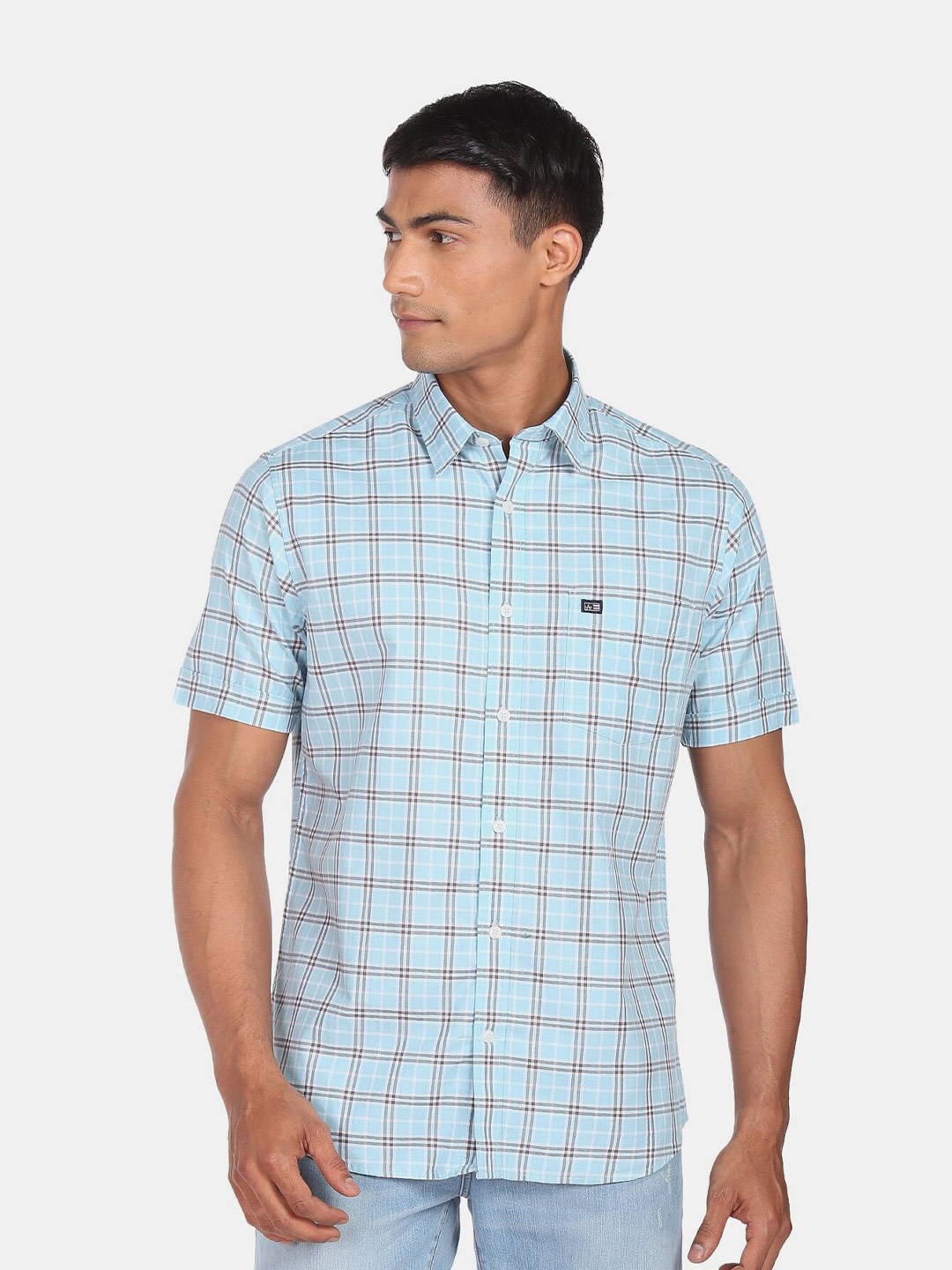 

Arrow Sport Men Blue Tartan Checked Casual Cotton Shirt