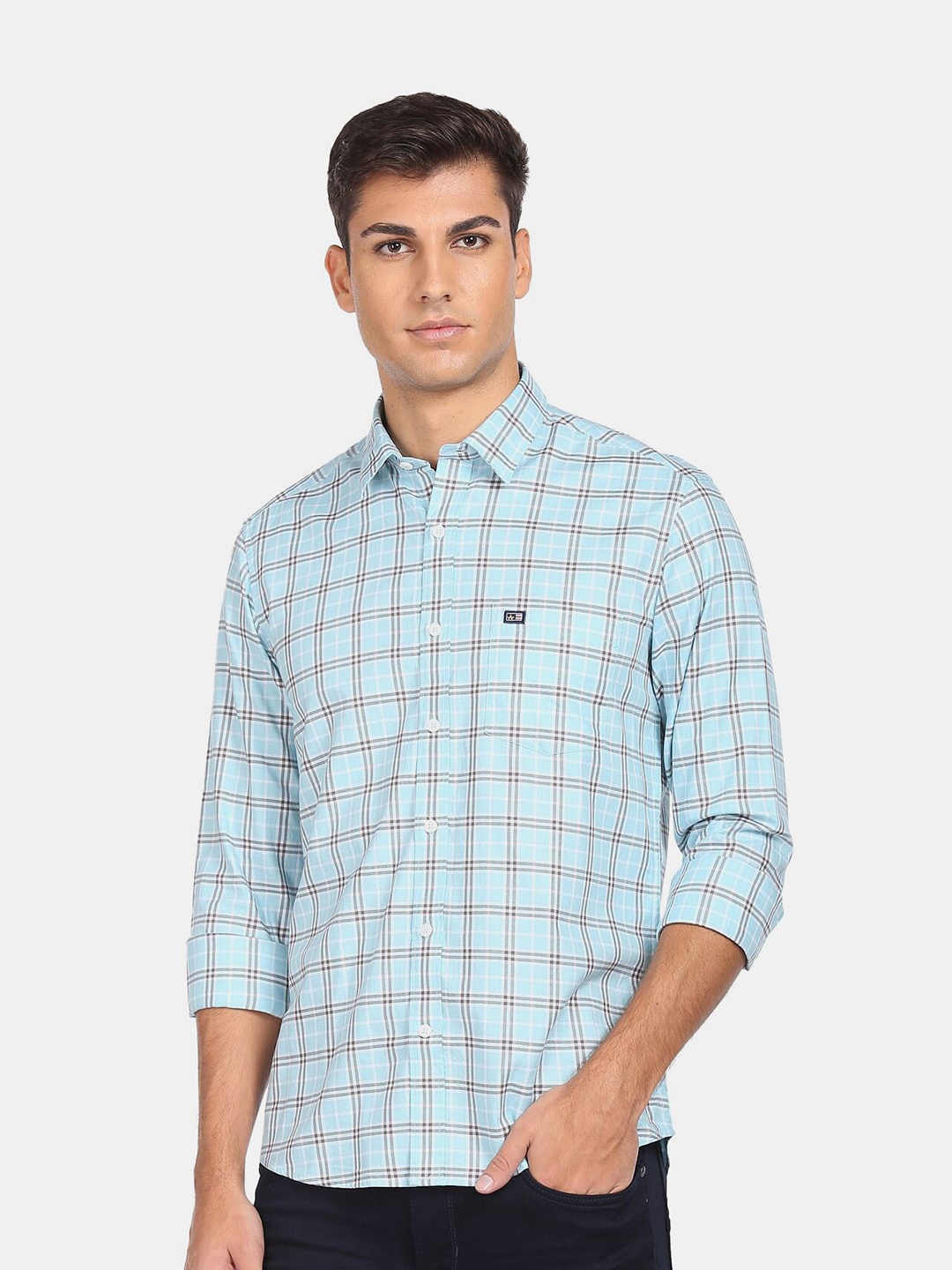 

Arrow Sport Men Blue Tartan Checks Checked Casual Shirt