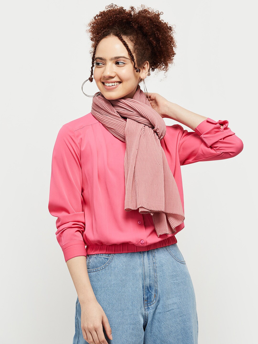 

max Women Pink Solid Scarf