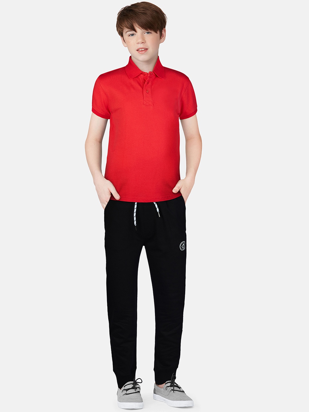 

Gini and Jony Boys Solid Cotton Track Pants, Black