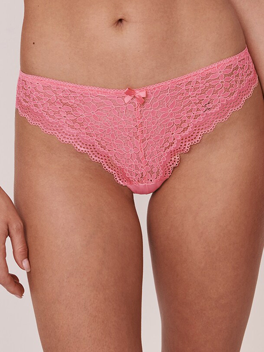 

La Vie en Rose Women Pink Lace Bikini Briefs