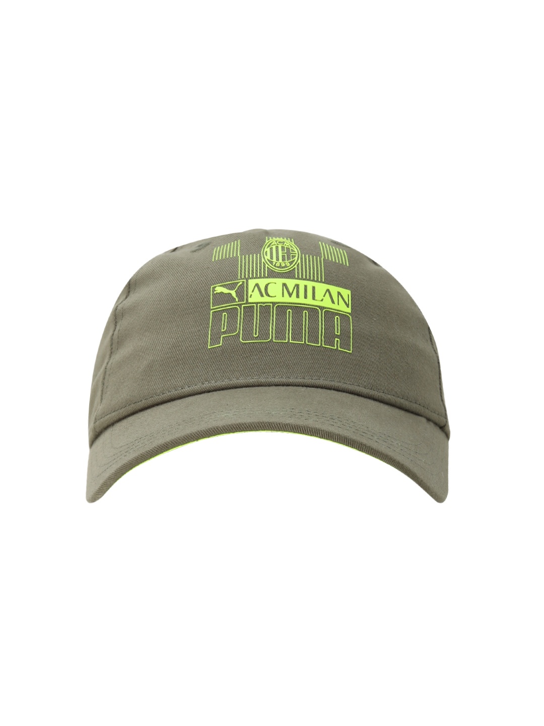 

Puma Unisex A.C. Milan ftblCore Brand Logo Printed Pure Cotton Baseball Cap, Olive