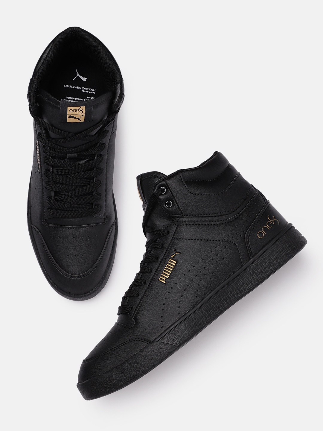 

one8 x PUMA Men Black Shuffle Mid One8 Better V2 Perforations Sneakers