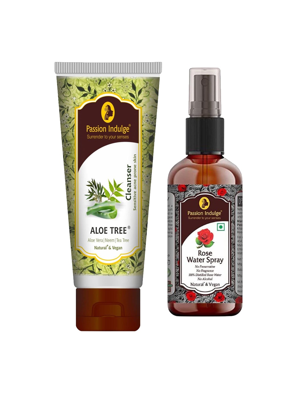 

Passion Indulge Set Of 2 Aloe Tree Cleanser & Rose Water 300ml, Off white