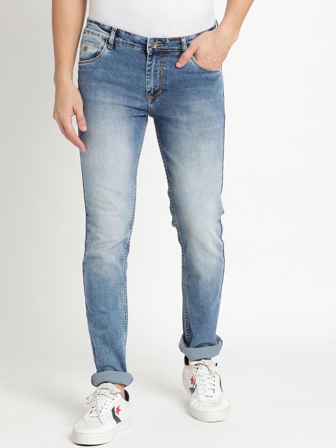 

Turtle Men Blue Narrow Tapered Fit Heavy Fade Cotton Stretchable Jeans