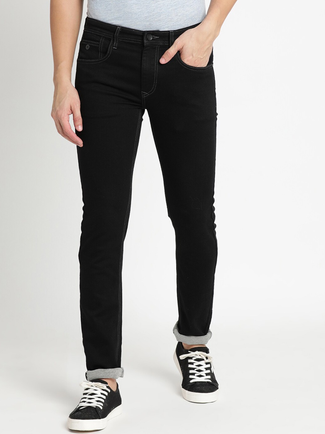 

Turtle Men Black Narrow Tapered Fit Stretchable Jeans