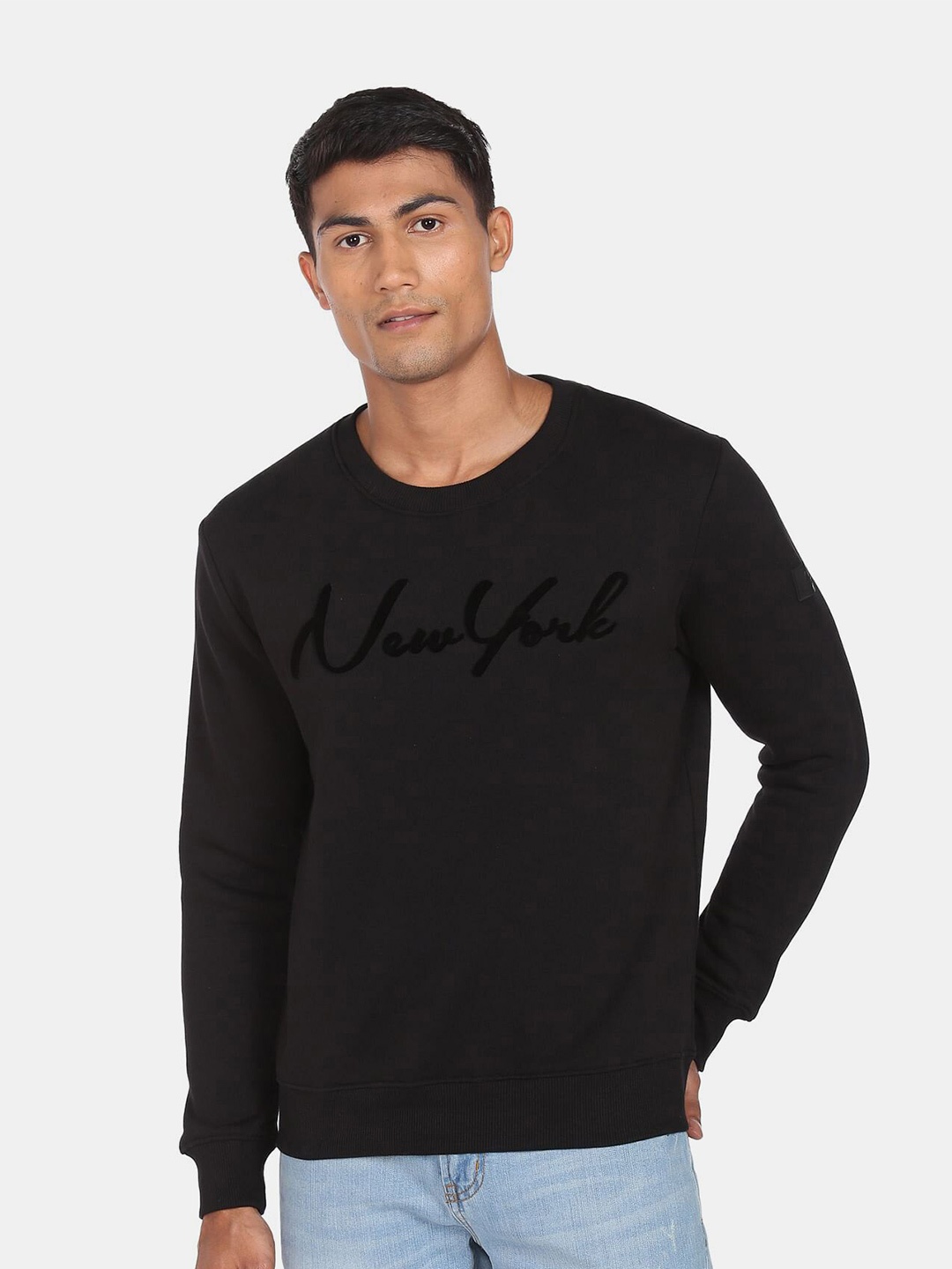 

Arrow New York Men Black Printed Sweatshirt