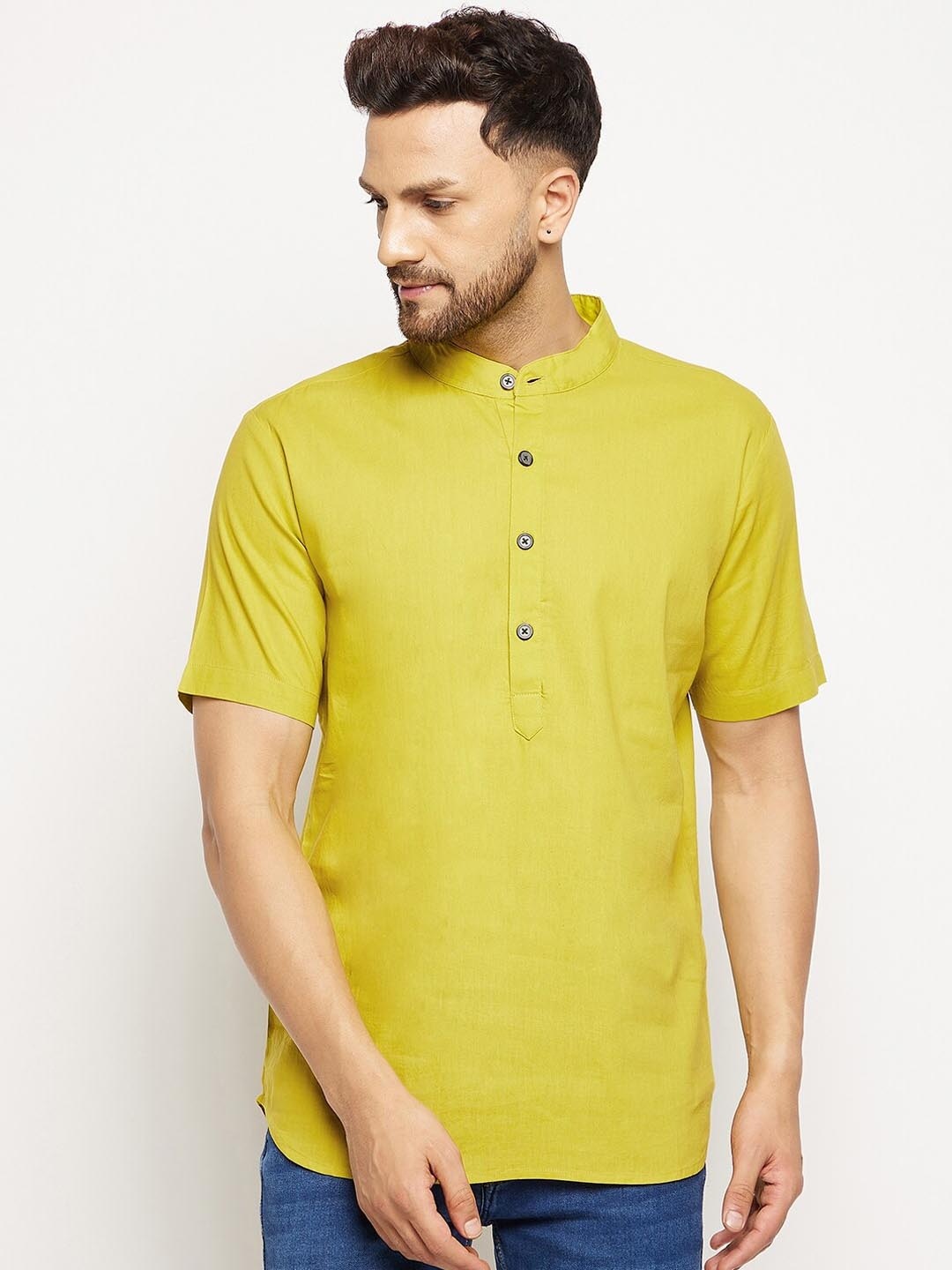 

CHILL WINSTON Men Lime Green Solid Kurta