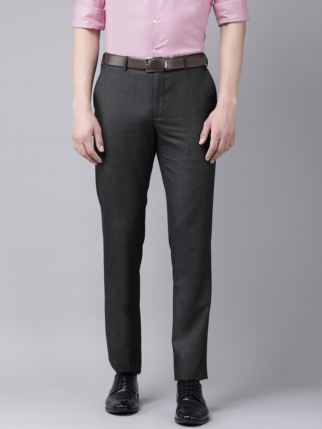 

Park Avenue Men Solid Smart Fit Mid-Rise Formal Trousers, Grey