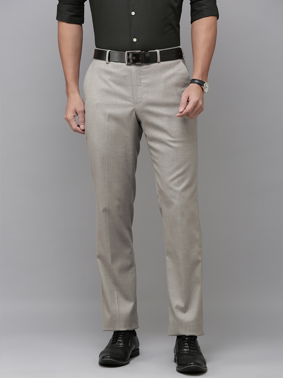 

Park Avenue Men Solid Formal Trousers, Grey