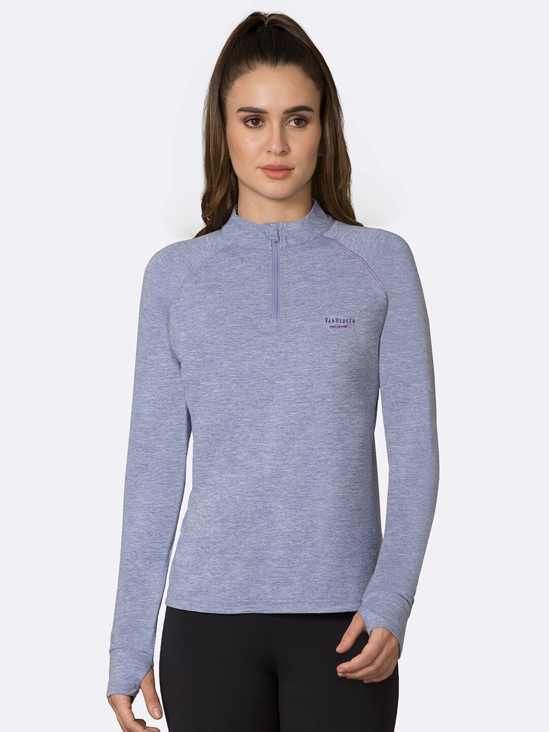 

Van Heusen Proactive Stretchable Half Zip Slim Fit T-shirt, Blue