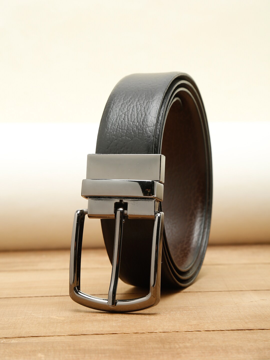 

Teakwood Leathers Men Black Textured Leather Formal Belt